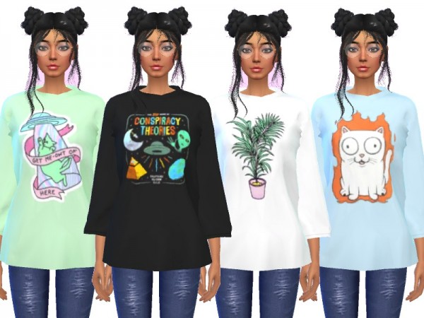  The Sims Resource: Over sized Tee Shirts by Wicked Kittie