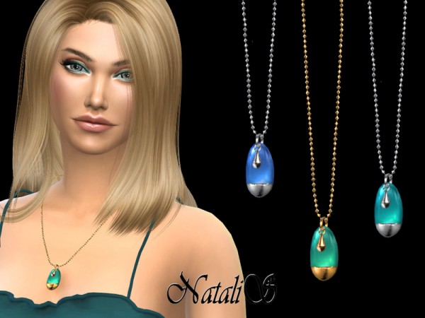  The Sims Resource: Sea glass pendant necklace by NataliS