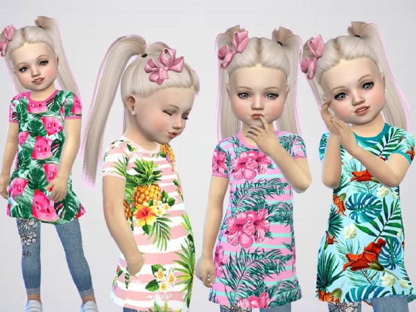 The Sims Resource: Toddlers Tropical Prints and Jeans Outfit by SweetDreamsZzzzz