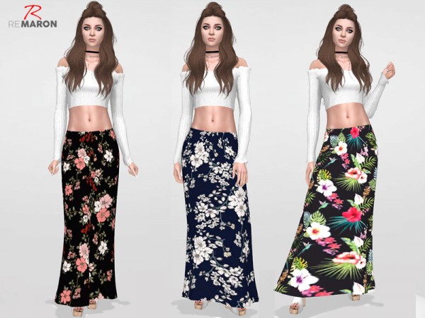  The Sims Resource: Long skirt floral by remaron