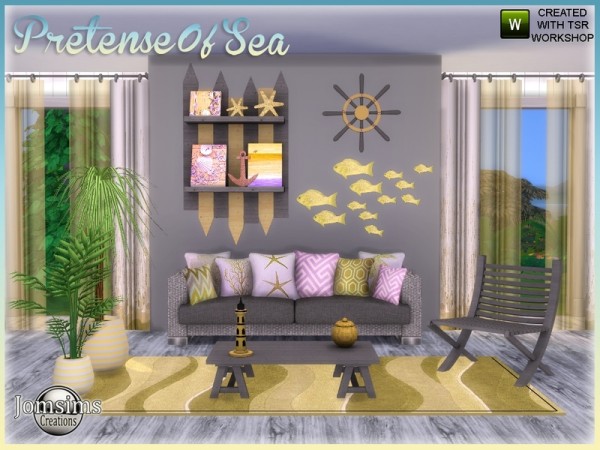  The Sims Resource: Pretense of sea interior livingroom garden by jomsims