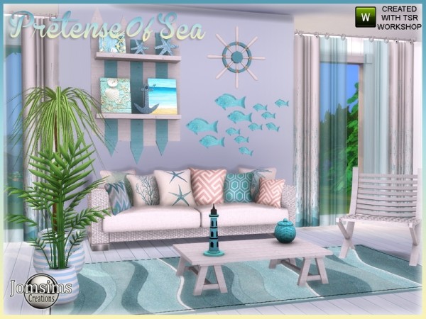  The Sims Resource: Pretense of sea interior livingroom garden by jomsims