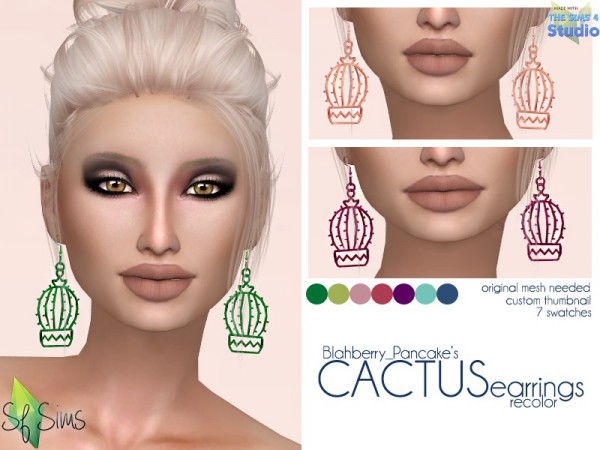  The Sims Resource: Blahberry Pancakes CACTUS earrings recolored by SFSims
