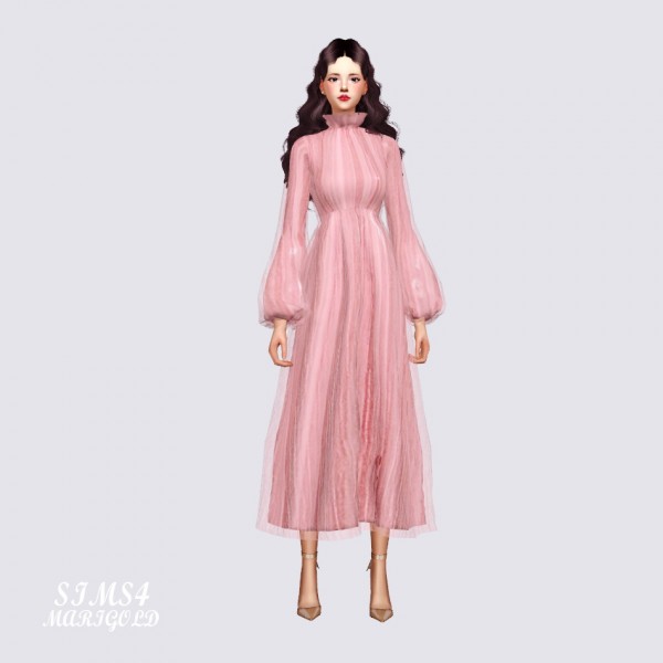  SIMS4 Marigold: Long Chiffon Dress