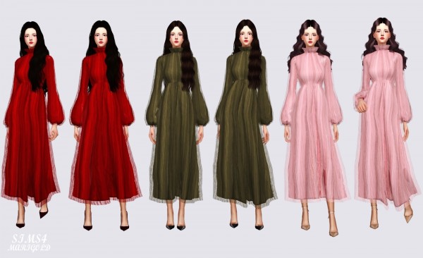  SIMS4 Marigold: Long Chiffon Dress