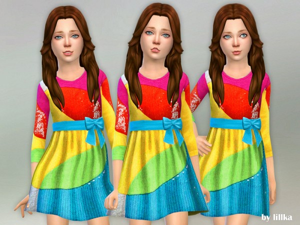  The Sims Resource: Multicolored Dress by lillka
