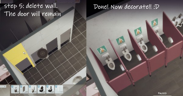  Mod The Sims: Animated and Functional Bathroom Stalls by DreamaDove