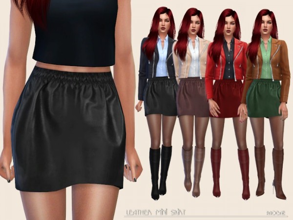  The Sims Resource: Leather Mini Skirt by Paogae