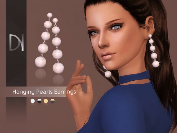  The Sims Resource: Hanging Pearls Earrings by DarkNighTt