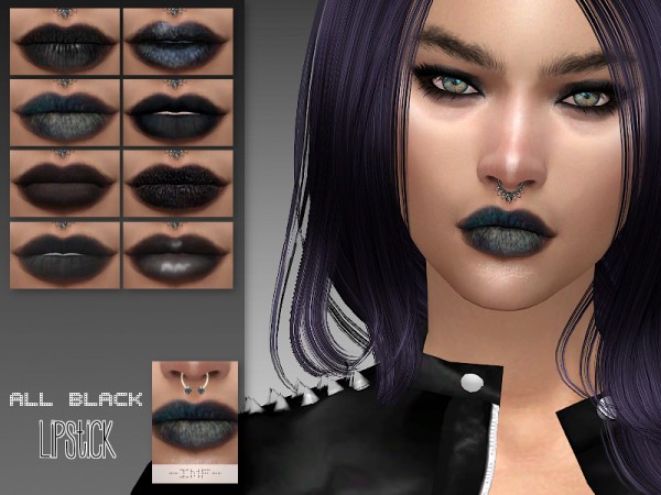  The Sims Resource: All Black Lipstick N.120 by IzzieMcFire