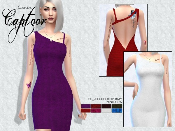  The Sims Resource: Shoulder Overlay Mini Dress by carvin captoor