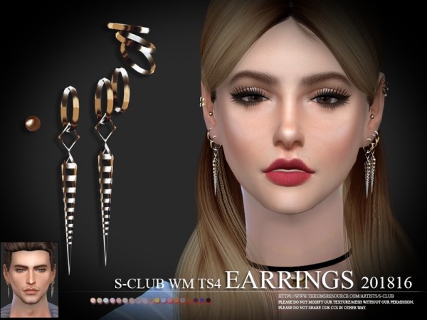  The Sims Resource: Earrings FM 201816 by S Club