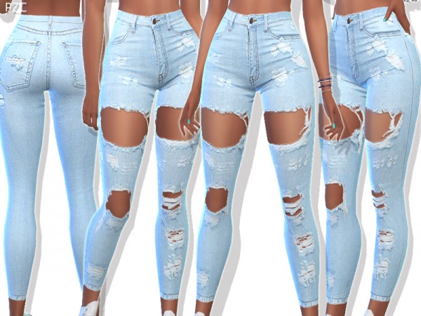  The Sims Resource: Ripped Denim Jeans 049 by Pinkzombiecupcakes