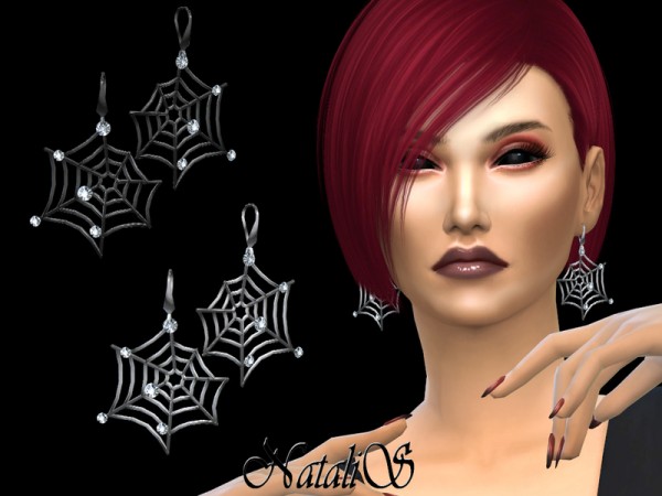  The Sims Resource: Spiderweb earrings by NataliS
