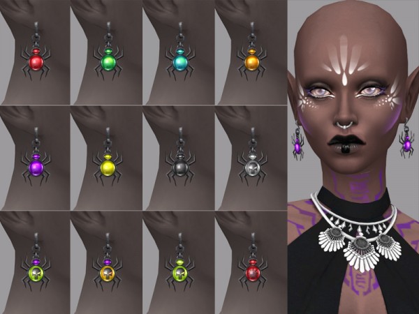 The Sims Resource: Magic Spider   earrings by WistfulCastle