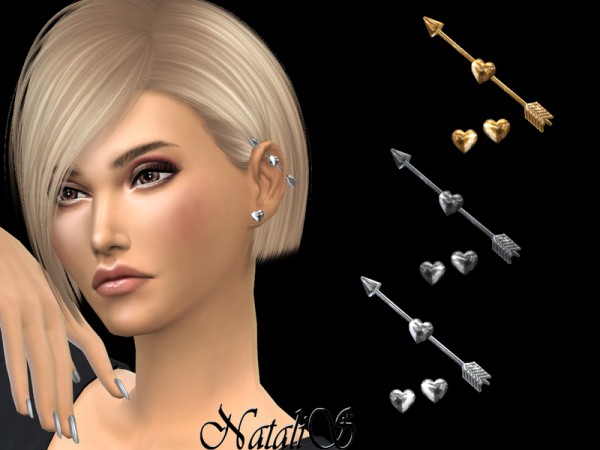  The Sims Resource: Heart arrow industrial barbell piercing by NataliS