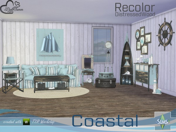 The Sims Resource: Coastal Living Distressed Wood Recolor by BuffSumm