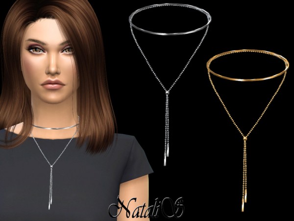  The Sims Resource: Modern layered collar necklace by NataliS