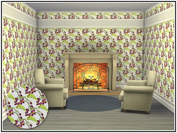  The Sims Resource: Olive Branch Walls by marcorse