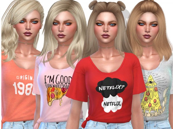  The Sims Resource: Knotted Everyday T shirts by Pinkzombiecupcakes