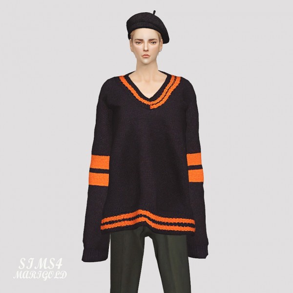  SIMS4 Marigold: Male Long Sleeves V Neck Sweater