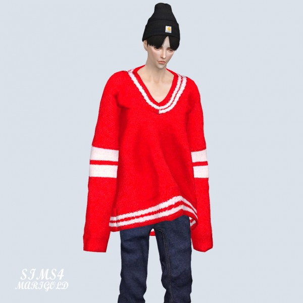 SIMS4 Marigold: Male Long Sleeves V Neck Sweater