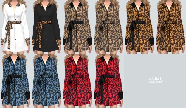  SIMS4 Marigold: Leopard Shirt Mini Dress