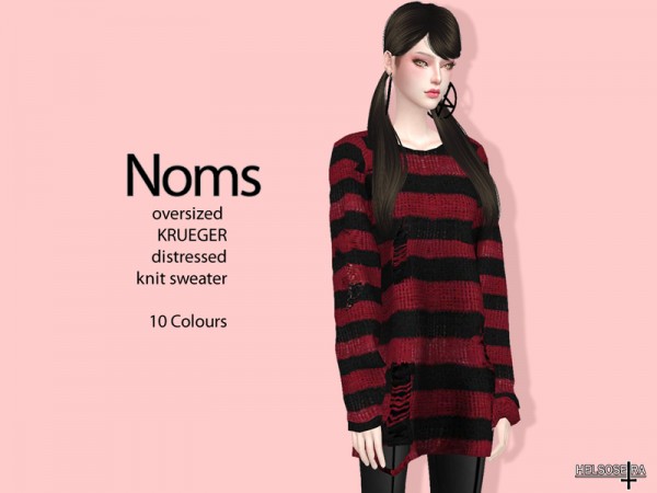  The Sims Resource: NOMS   Oversized Knit Sweater by Helsoseira