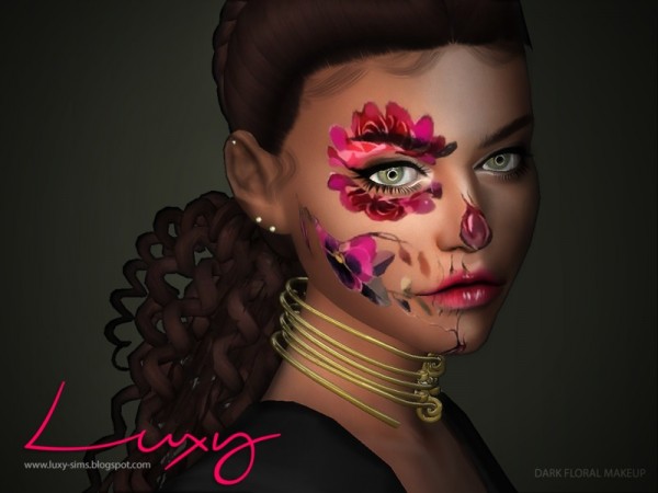  The Sims Resource: Dark Floral Makeup by LuxySims3