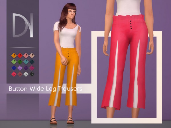  The Sims Resource: Button Wide Leg Trousers by DarkNighTt