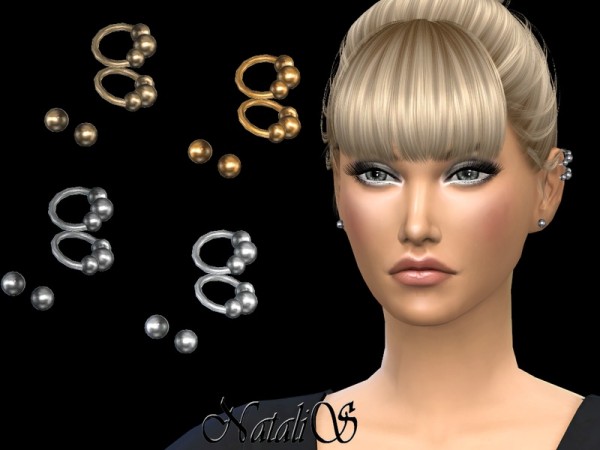  The Sims Resource: Multiple ear piercing beaded set by NataliS