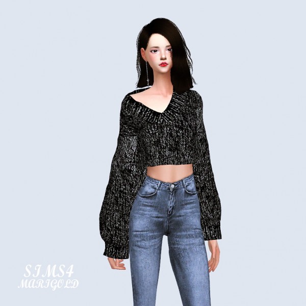  SIMS4 Marigold: V Neck Crop Sweater