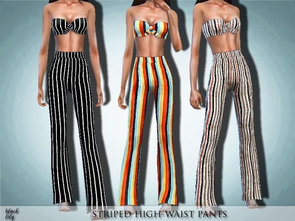  The Sims Resource: Striped High Waist Pants by Black Lily