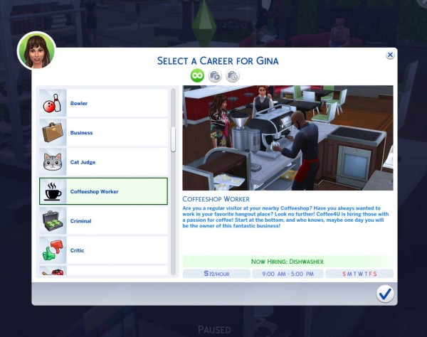  Mod The Sims: Coffeeshop Worker Career by Satira