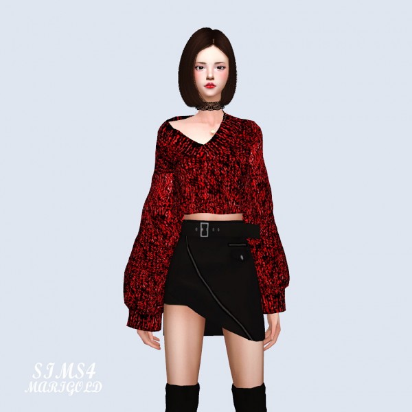  SIMS4 Marigold: V Neck Crop Sweater