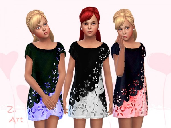  The Sims Resource: Dress in double layer look with cut out lace by Zuckerschnute20