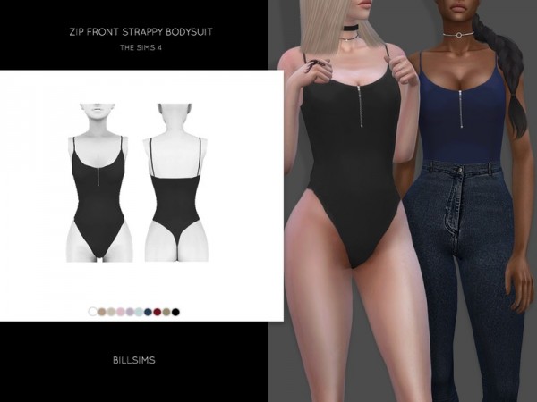  The Sims Resource: Zip Front Strappy Bodysuit by Bill Sims