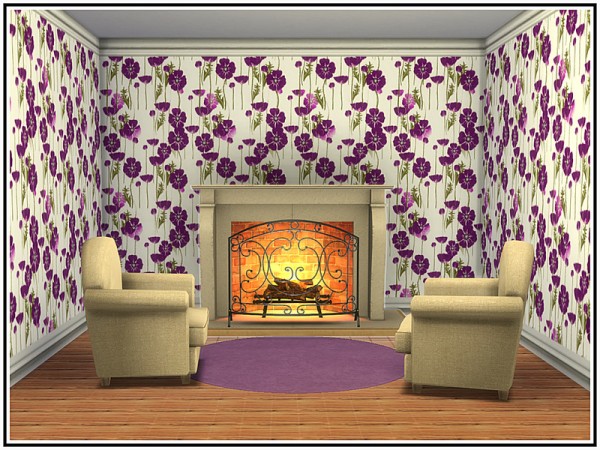  The Sims Resource: Field Poppy Walls by marcorse
