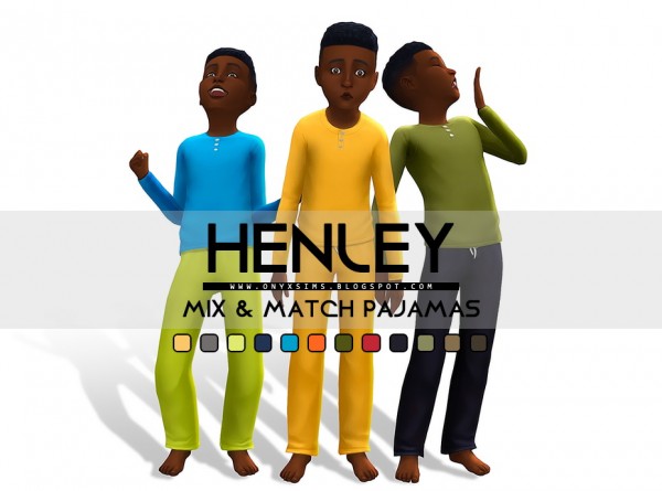  Onyx Sims: Plain Henley Pajamas