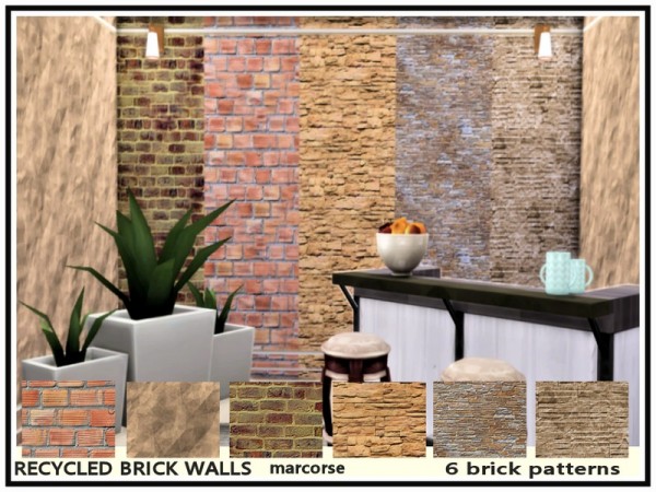  The Sims Resource: Recycled Brick Walls by marcorse