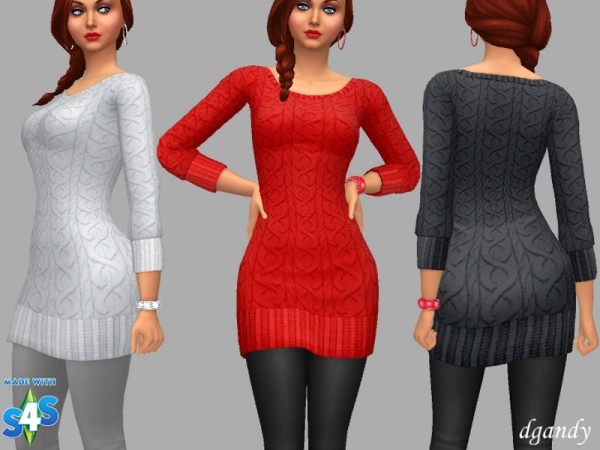  The Sims Resource: Sweater Dress Holly by dgandy