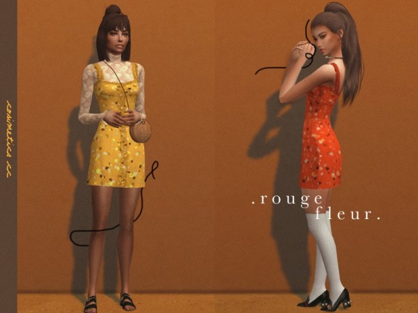  The Sims Resource: Rouge fleur dress by cosimetics