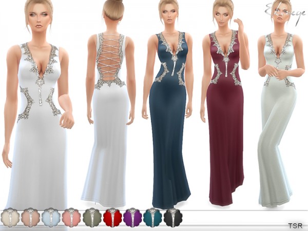  The Sims Resource: Lace Up Back Evening Gown by ekinege