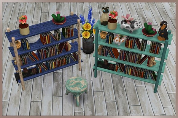 Blackys Sims 4 Zoo: Natural wood bookshelf by Cappu