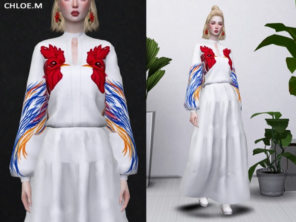  The Sims Resource: Printed Blouse by ChloeMMM