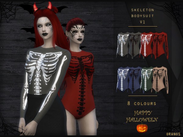  The Sims Resource: Skeleton Bodysuit V1 Top by OranosTR