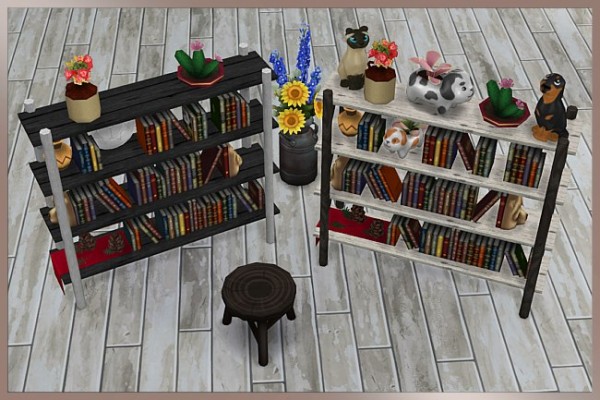 Blackys Sims 4 Zoo: Natural wood bookshelf by Cappu