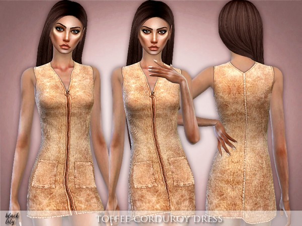  The Sims Resource: Toffee Corduroy Dress by Black Lily