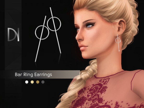  The Sims Resource: Bar Ring Earrings by DarkNighTt