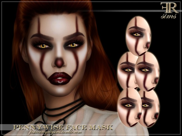  The Sims Resource: Pennywise Face Mask by FashionRoyaltySims